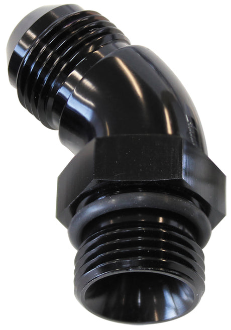 45 Deg -8ORB To -6AN Complete With Jam Nut And O-Ring Black AF902-06-08BLK - Aeroflow
