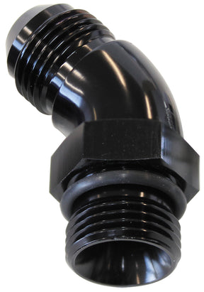 45 Deg -10ORB To -8AN Complete With Jam Nut And O-Ring Black AF902-08-10BLK - Aeroflow