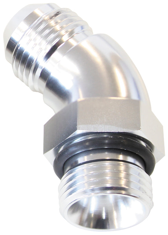 45 Deg -10ORB To -12AN Complete With Jam Nut And O-Ring Silver AF902-12-10S - Aeroflow