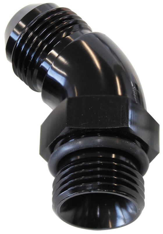 45 Deg -16ORB To -16AN Complete With Jam Nut And O-Ring Black AF902-16BLK - Aeroflow