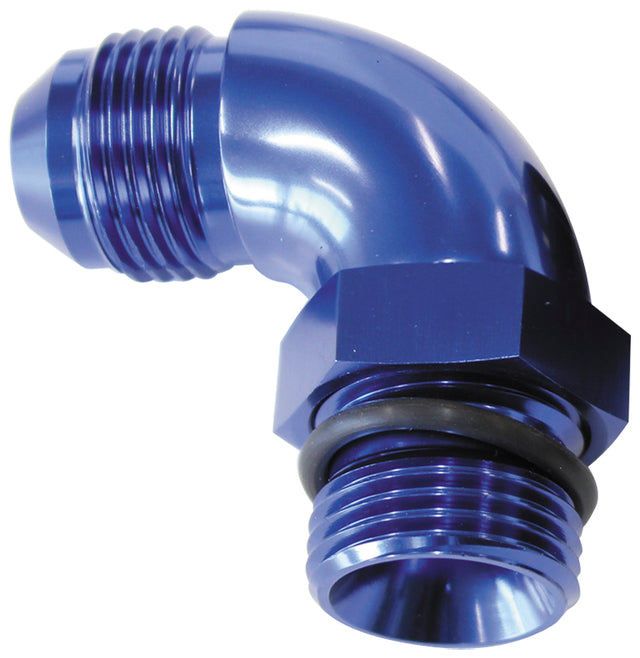 90 Deg -3ORB To -3AN Complete With Jam Nut And O-Ring Blue AF903-03 - Aeroflow