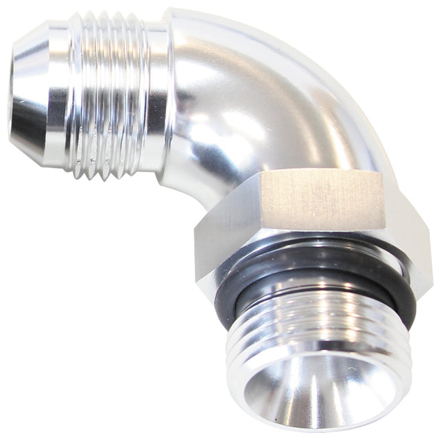 90 Deg -20ORB To -20AN Complete With Jam Nut And O-Ring Silver AF903-20S - Aeroflow
