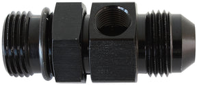 -6ORB To -6AN With 1/8" Port Black AF904-06BLK - Aeroflow