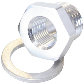 M12 x 1.5 Pipe Reducer To F/Male 1/8" NPT Silver LS Temp Adapt AF912-M12-02S - Aeroflow