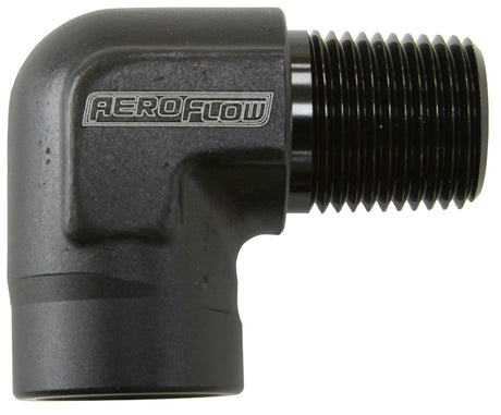 90 Deg Female - Male Elbow 1/4 NPT Black AF914-04BLK - Aeroflow