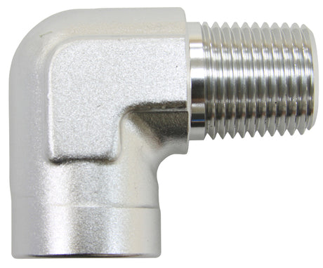 90 Deg Female To Male 3/4" NPT Silver AF914-10S - Aeroflow