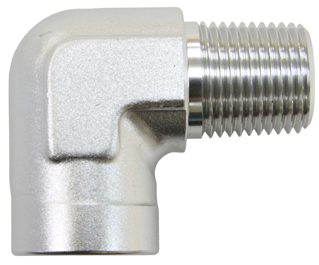 90 Deg Female To Male 3/4" NPT Silver AF914-10S - Aeroflow