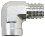 90 Deg Female To Male 1" NPT Silver AF914-16S - Aeroflow