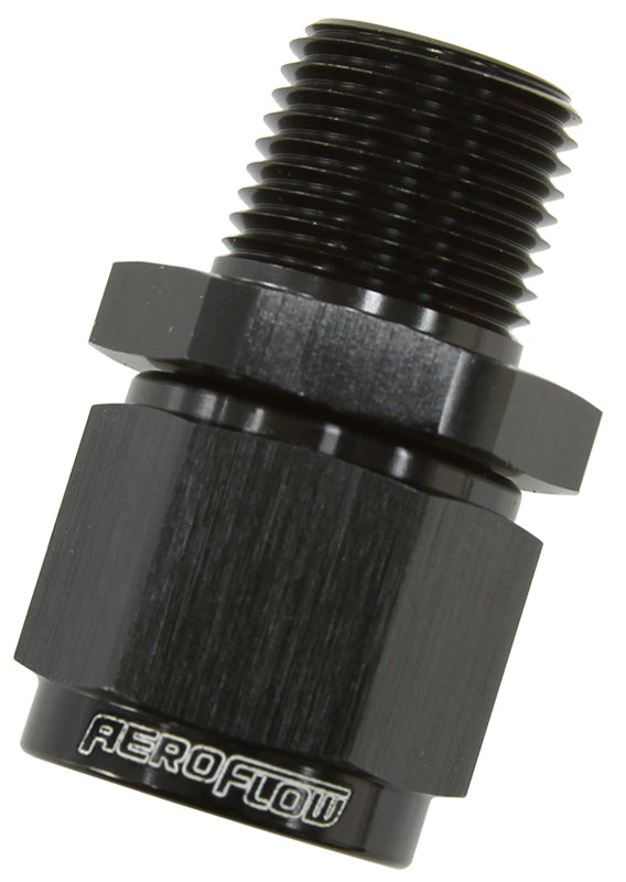 1/4" NPT To -8AN Female Nut Black Straight Swivel Nut AF916-08-04BLK - Aeroflow