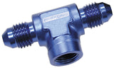 -4AN Male Tee With 1/8 On Side Blue Female 1/8" NPT On Side AF918-04-02 - Aeroflow