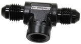 -4AN Male Tee With 1/8 On Side Black Female 1/8" NPT On Side AF918-04-02BLK - Aeroflow