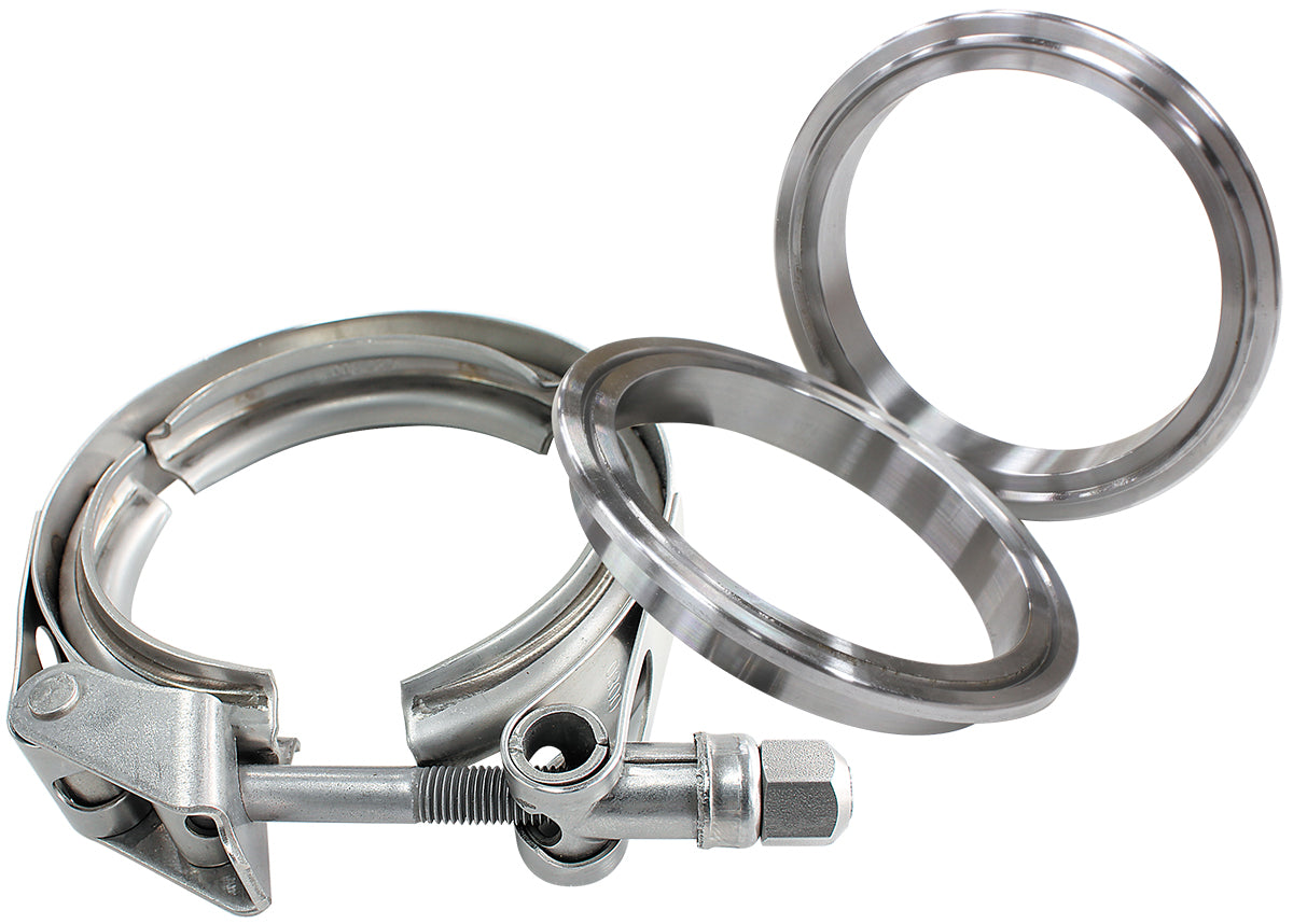 1.75" V-Band Clamp Kit 2X Weld Rings & 1 x Stainless Clamp AF92-1750SS - Aeroflow