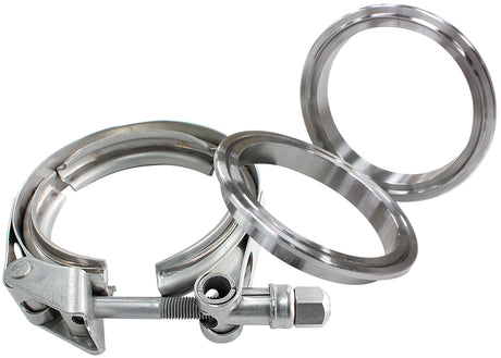 4" V-Band Clamp Kit 2 x Weld Rings & 1 x Stainless Clamp AF92-4000SS - Aeroflow
