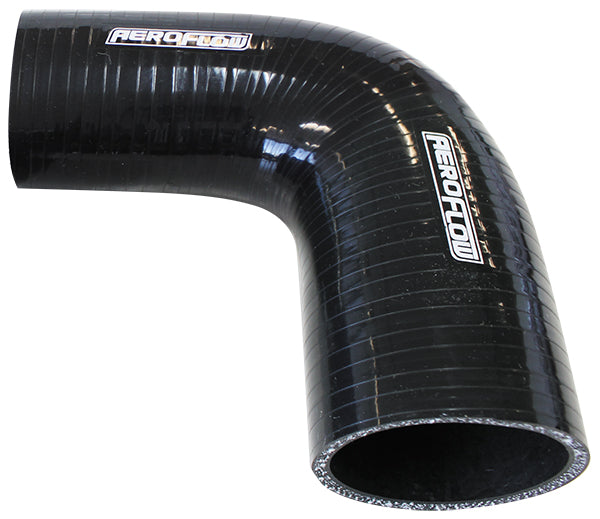 Silicone Hose Reducer 90 Deg; Black I.D 1.50-1.37" 38-35mm, Wall 4.5 x 125mm 9203-150-137 AF9203-150-137 - Aeroflow