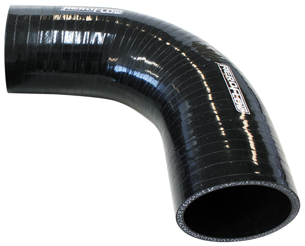 Silicone Hose 90 Deg; Black I.D 4.25" 108mm, Wall 5.3mm, 150mm Leg AF9203-425 - Aeroflow