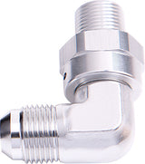 90 Deg 3/8" NPT To -6AN Silver Male Swivel Thread AF922-06-06S - Aeroflow