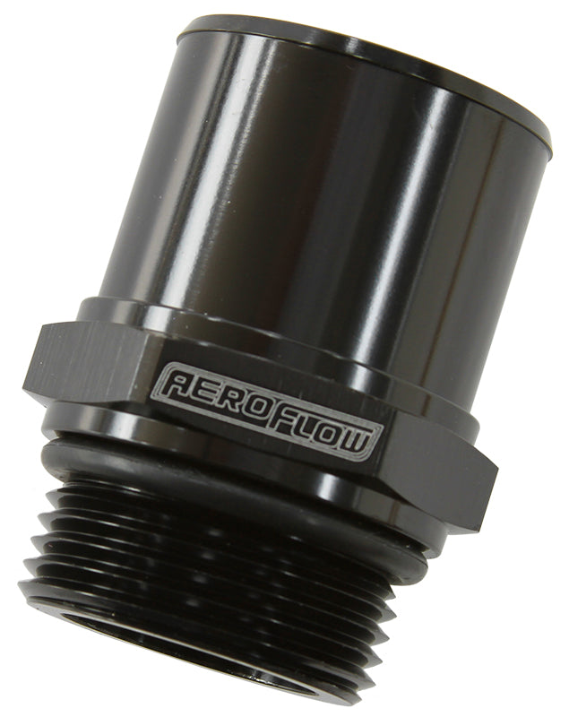 -16ORB To 1-3/8" / 35mm Barb Black 55mm L Breather Adapter AF926-22-16BLK - Aeroflow