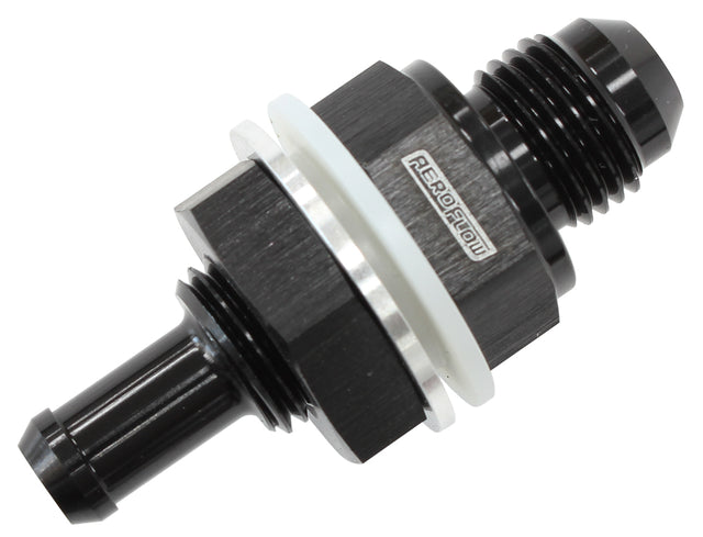 -8AN Bulkhead Fitting With 1/2 Barb For Push On Hose AF927-08-08BLK - Aeroflow