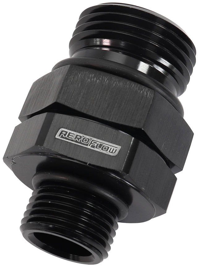 -12 ORB Swivel To -8 ORB Black Full Swivel AF929-12-08BLK - Aeroflow