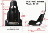 Pro Street Aluminium Race Seat 15' Hip Width Black Finish AF93-0150BLK - Aeroflow