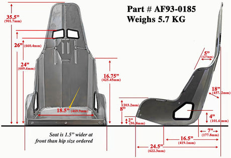 Pro Street Aluminium Race Seat 18.5" Hip Width Raw Finish AF93-0185 - Aeroflow