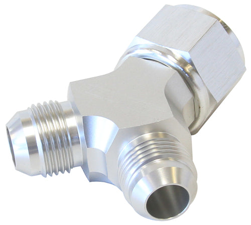 Y Piece -8 Swivel Nut 2X -6AN Silver AF931-08-06S - Aeroflow