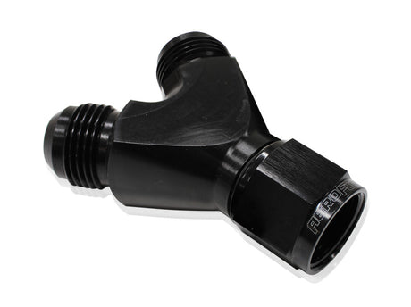 Y Piece -10 Swivel Nut 2X -8AN Black AF931-10-08BLK - Aeroflow