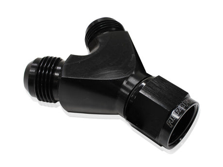 Y Piece -12 Swivel Nut 2X -10AN Black AF931-12-10BLK - Aeroflow
