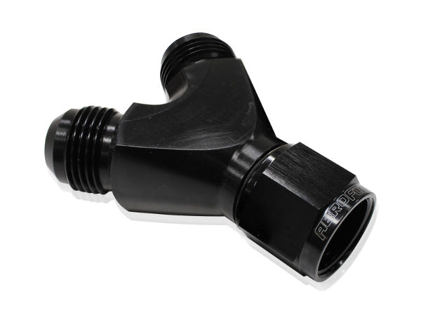 Y Piece -12 Swivel Nut 2X -10AN Black AF931-12-10BLK - Aeroflow