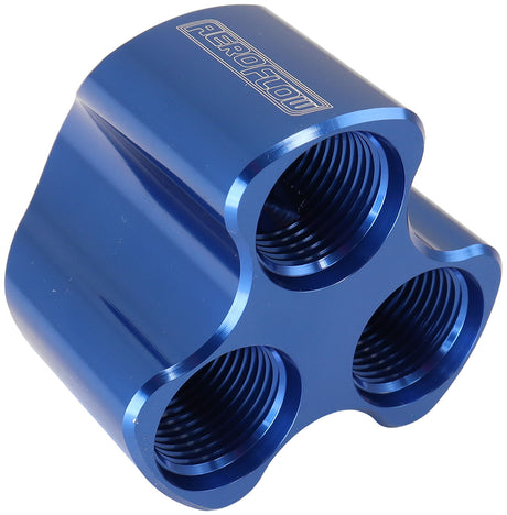 Inline 4 Port Distribution Block -10 ORB To 3 x -8 Blue AF935-10-08 - Aeroflow