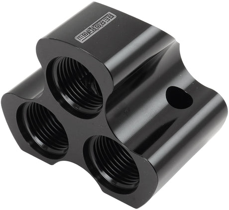 Inline 4 Port Distribution Block -12 ORB To 3 x -10 Black AF935-12-10BLK - Aeroflow