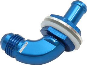 90 Deg Bulkhead Fitting -6AN To 5/16" 8mm Barb Push On AF937-06-05 - Aeroflow