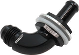 90 Deg Bulkhead Fitting -6AN To 3/8" 10mm Barb Push On AF937-06-06BLK - Aeroflow