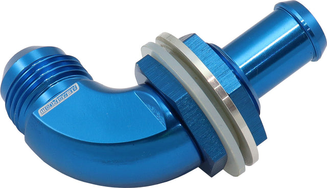 90 Deg Bulkhead Fitting -8AN To 1/2" 12mm Barb Push On AF937-08-08 - Aeroflow