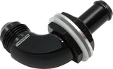 90 Deg Bulkhead Fitting -8AN To 1/2" 12mm Barb Push On AF937-08-08BLK - Aeroflow