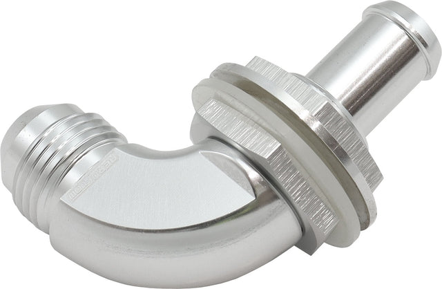90 Deg Bulkhead Fitting -8AN To 1/2" 12mm Barb Push On AF937-08-08S - Aeroflow