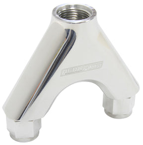 Billet Y-Piece 2X -8AN Female To 1X -10ORB Polished AF939-08-10P - Aeroflow