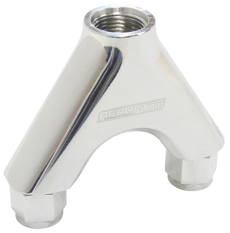 Billet Y-Piece 2X -8AN Female To 1X -10ORB Polished AF939-08-10P - Aeroflow