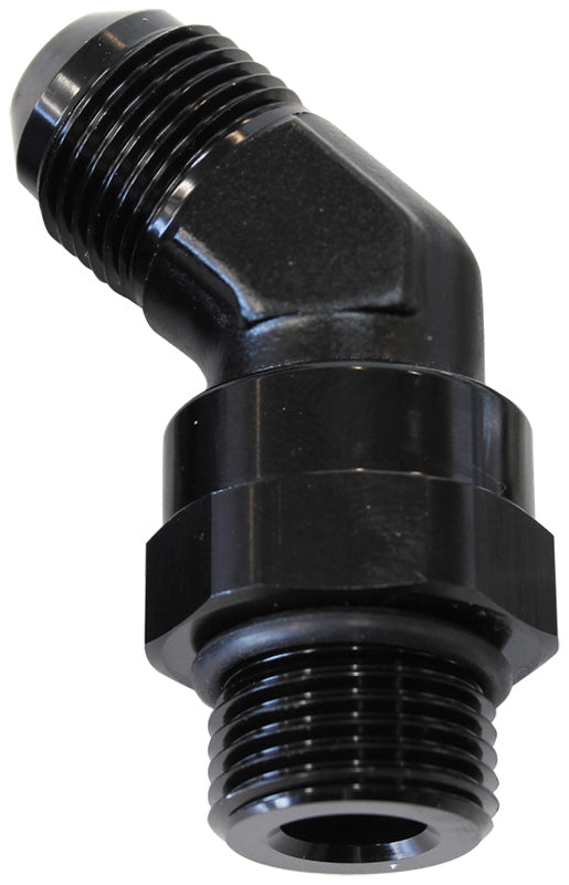 Male -10 ORB 45 To -10AN Male Black Full Swivel AF945-10BLK - Aeroflow