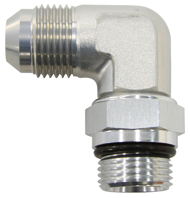 Male -8 ORB 90 To -6AN Male Silver Full Swivel AF949-06-08S - Aeroflow