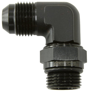 Male -10 ORB 90 To -8AN Male Black Full Swivel AF949-08-10BLK - Aeroflow