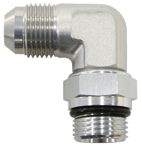 Male -12 ORB 90 To -12AN Male Silver Full Swivel AF949-12S - Aeroflow