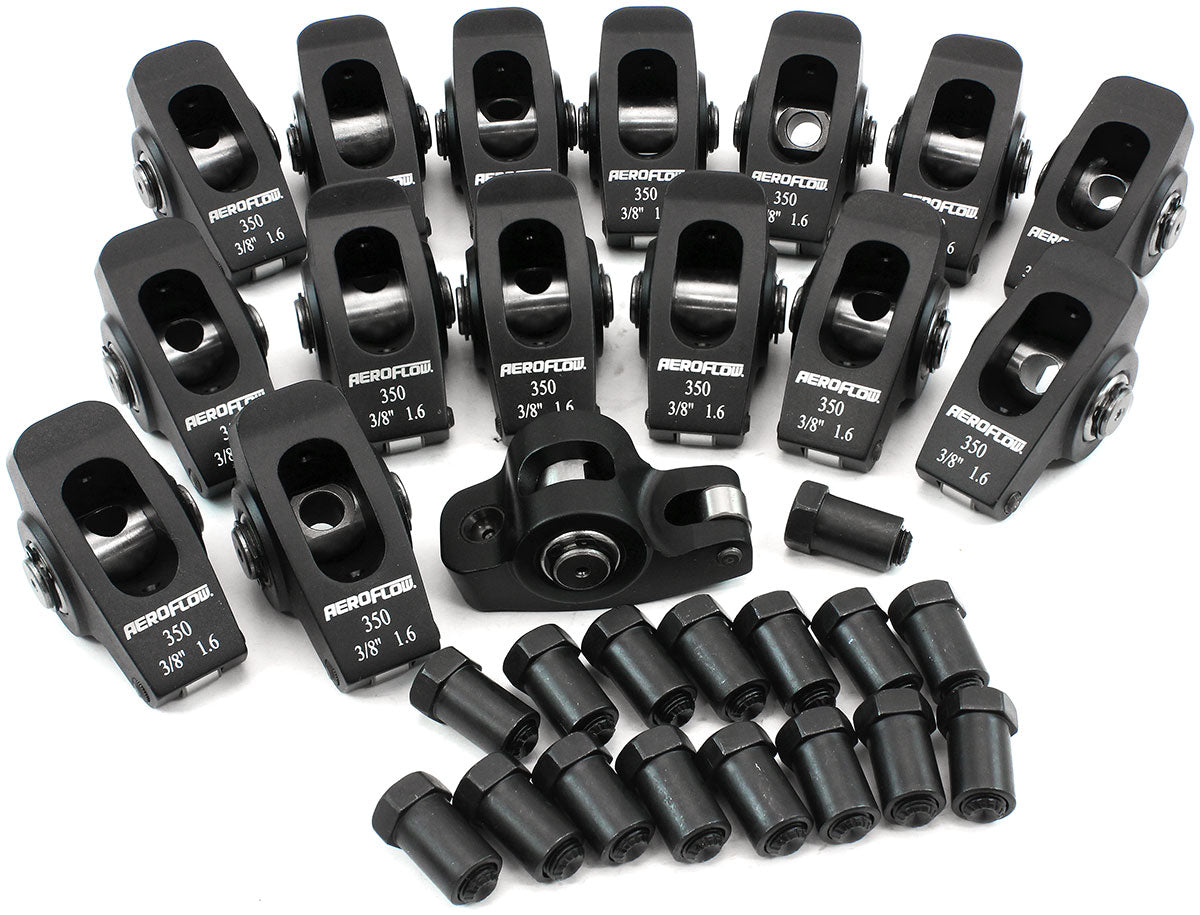SBC Rocker Arms 3/8" Stud 1.6 Ratio 350 Alloy 2024 Roller 16 AF95-1102 - Aeroflow