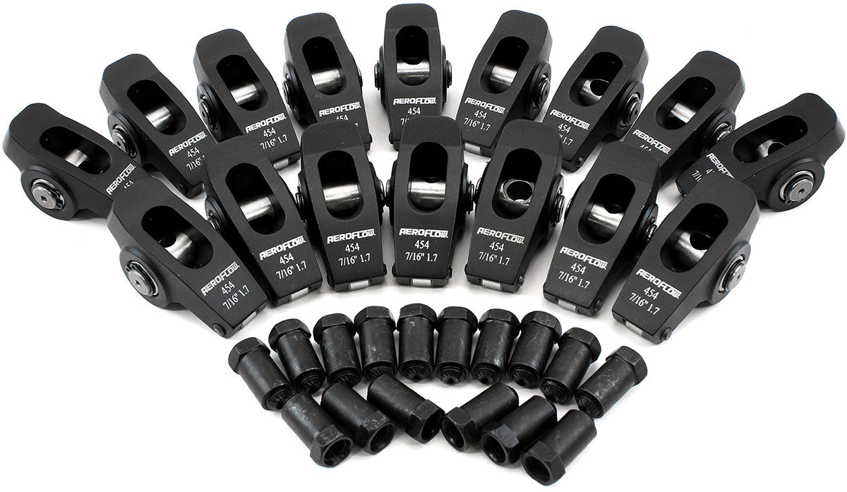BBC Rocker Arms 7/16" Stud 1.7 Ratio 454 Alloy 2024 Roller 16 AF95-1115 - Aeroflow
