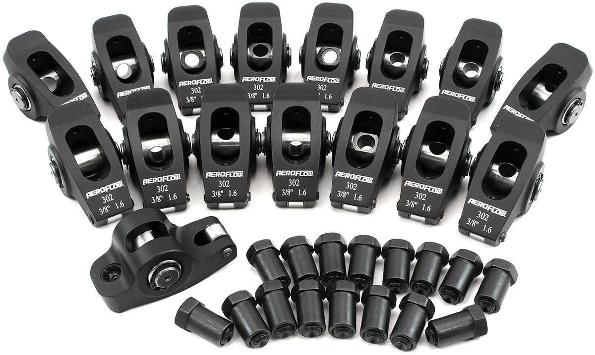 SBF Rocker Arms 3/8" Stud 1.6 Ratio Windsor 302 351 Roller Alloy AF95-1120 - Aeroflow