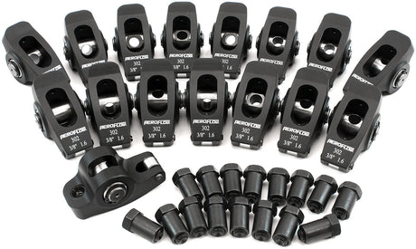SBF Rocker Arms 3/8" Stud 1.6 Ratio Windsor 302 351 Roller Alloy AF95-1120 - Aeroflow