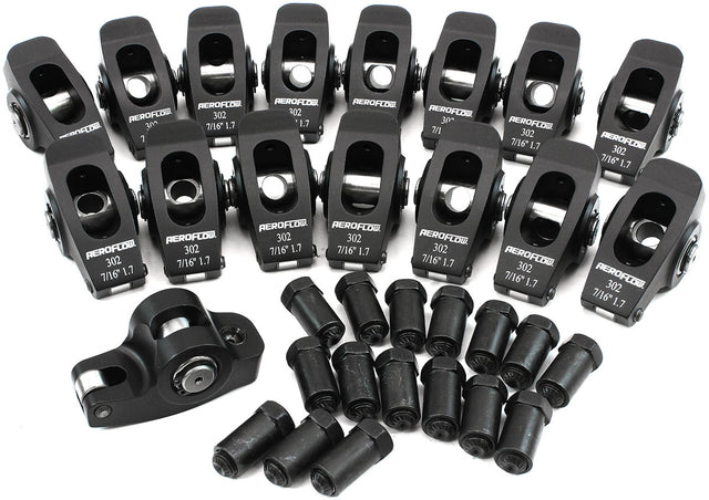 SBF Rocker Arms 7/16" Stud 1.7 Ratio Windsor 302 351 Roller Alloy AF95-1123 - Aeroflow