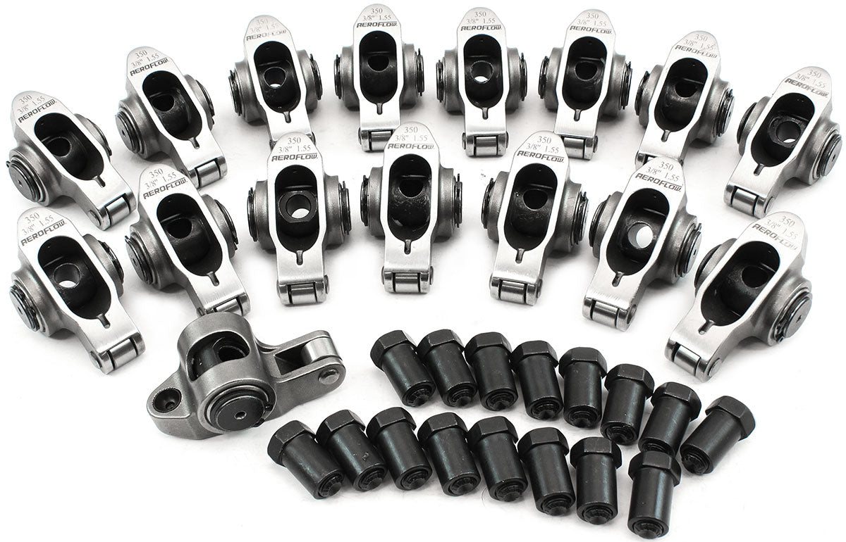 SBC S/S Rocker Arms 3/8" Stud 1.55 Ratio 350 Stainless Roller 16 AF95-1201 - Aeroflow