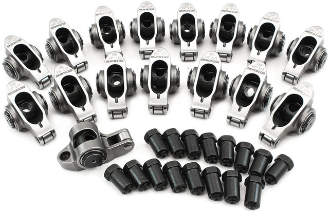 SBC S/S Rocker Arms 3/8" Stud 1.55 Ratio 350 Stainless Roller 16 AF95-1201 - Aeroflow