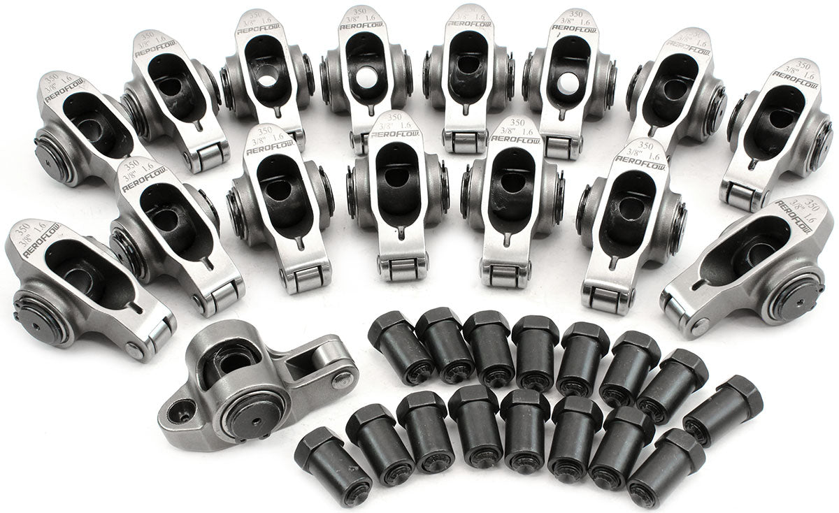 SBC S/S Rocker Arms 3/8" Stud 1.60 Ratio 350 Stainless Roller 16 AF95-1202 - Aeroflow